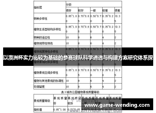 以澳洲杯实力比较为基础的参赛球队科学遴选与构建方案研究体系探
